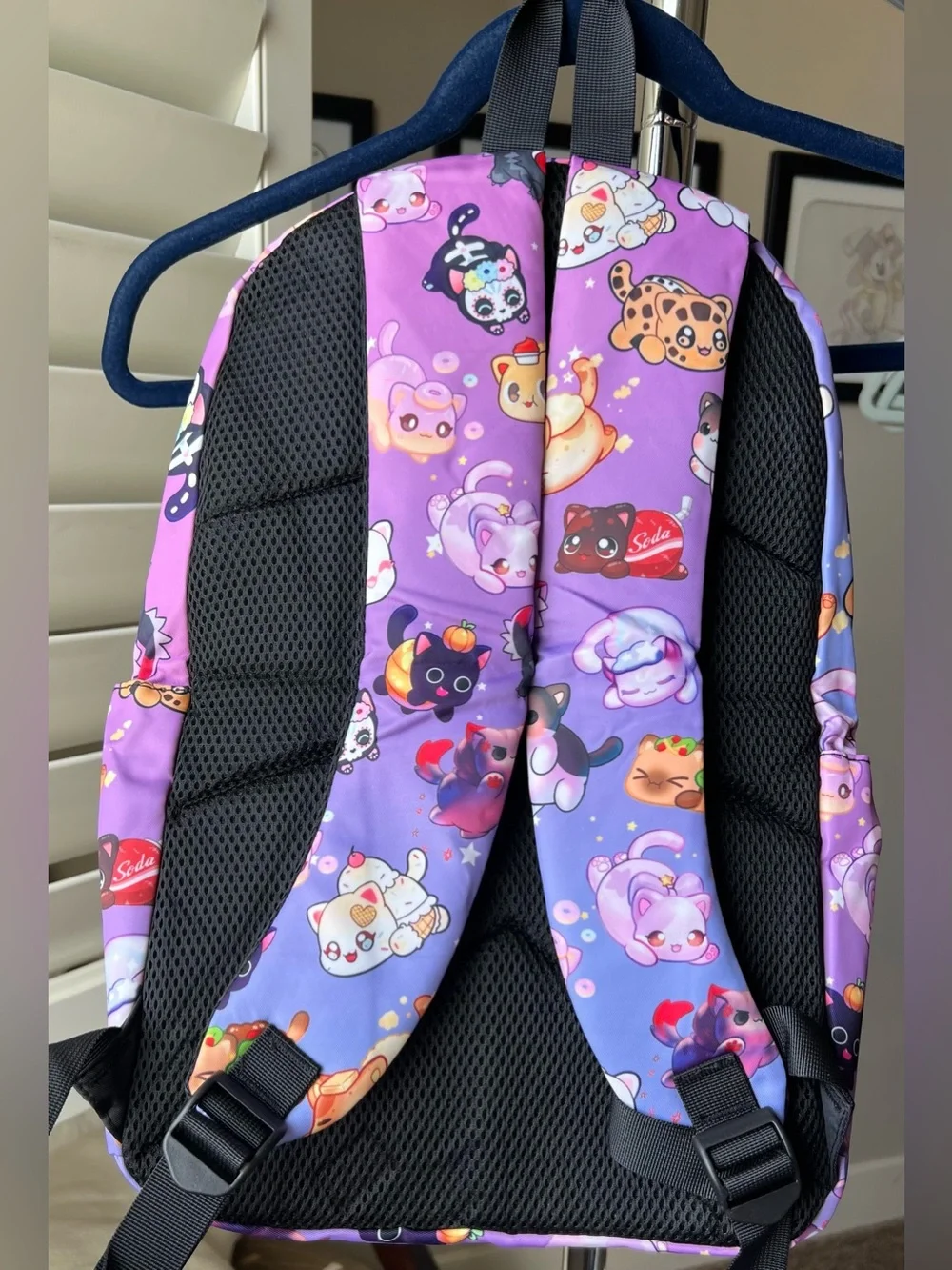 Purple NEW Cute Cats Print Backpack - Unbranded